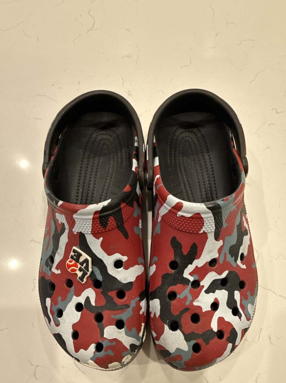 Crocs Classic Printed Camo Clog Size 12 Red Black White